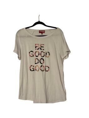 Downing Studio 1X White Be Good Do Good Graphic T Shirt Floral Lettering